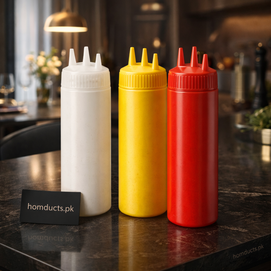 3-Nozzle Multi-Line Squeeze Sauce Bottle – 1PC Kitchen Dispensing Bottle